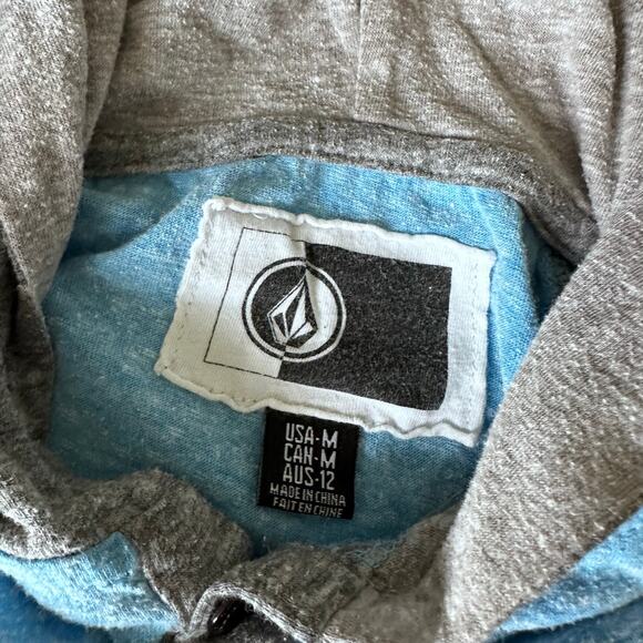 Volcom Blue & Gray Button Front Raglan Hoodie - Youth Medium - Picture 7 of 7